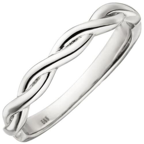 Damen Ring geflochten 585 Gold Wei�gold, Wei�goldring (Gr��e: 56)