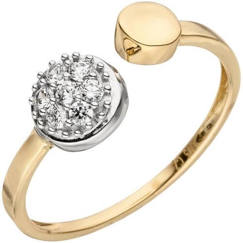 Damen Ring offen 375 Gold Gelbgold Wei�gold bicolor 7 Zirkonia (Gr��e: 58)