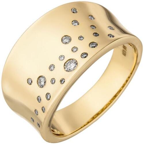Damen Ring breit 585 Gold Gelbgold 25 Diamanten 0,23ct. (Gr��e: 60)