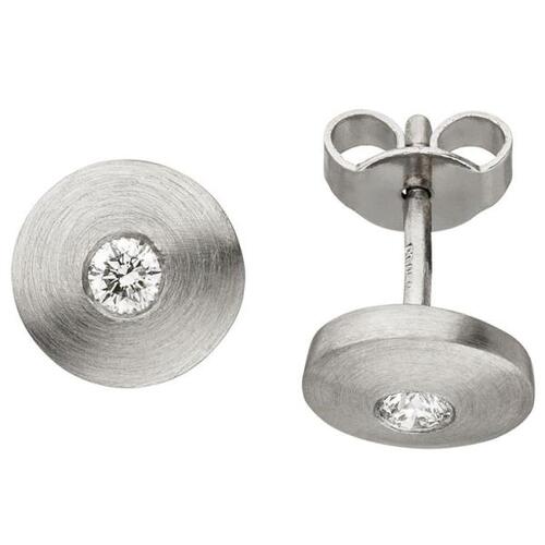 Ohrstecker 950 Platin matt 2 Diamanten Brillanten Ohrringe Platinohrringe