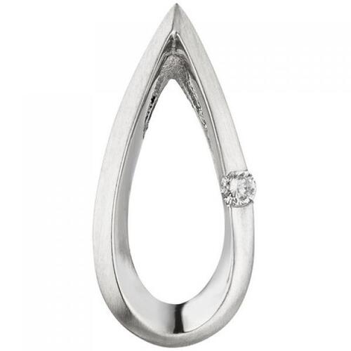 Anh�nger Tropfen 950 Platin teil matt 1 Diamant Brillant 0,025ct.