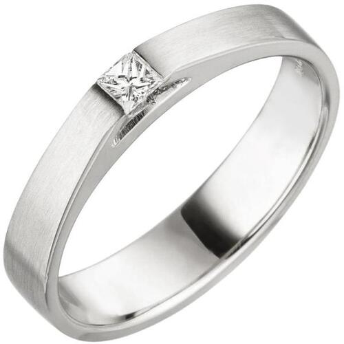 Damen Ring 950 Platin matt 1 Diamant Princess Schliff 0,07 ct. (Gr��e: 60)