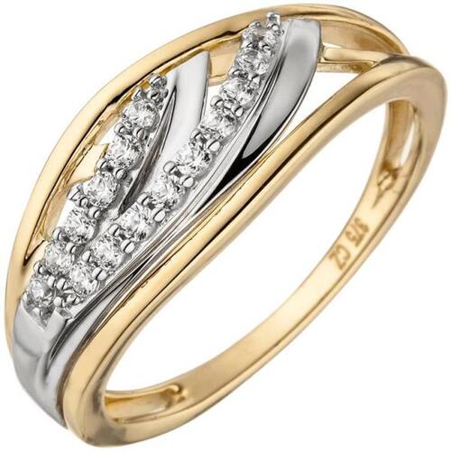 Damen Ring 375 Gold Gelbgold 15 Zirkonia Goldring (Gr��e: 60)
