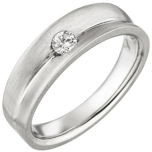 Damen Ring 950 Platin, matt 1 Diamant Brillant 0,13ct. Platinring (Gr��e: 60)
