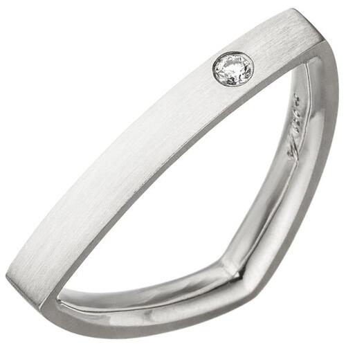 Damen Ring dreieckig Dreieck 950 Platin matt 1 Diamant Brillant (Gr��e: 60)