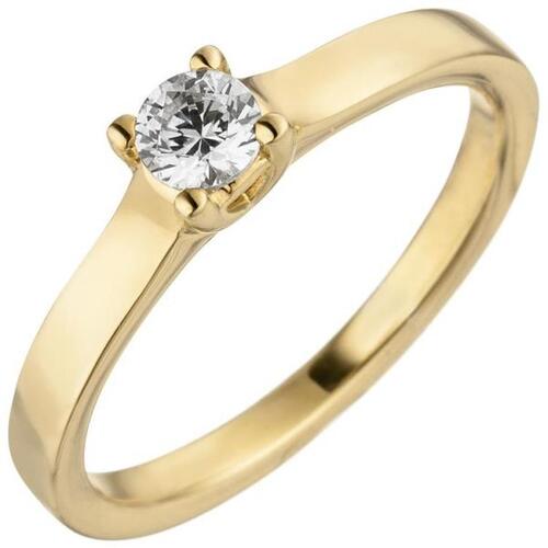 Damen Ring 585 Gelbgold mit 1 Diamant Brillant 0,15 ct. Solit�r (Gr��e: 58)