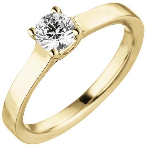 Damen Ring, 585 Gelbgold 1 Diamant Brillant 0,50 ct.Diamantring (Gr��e: 58)