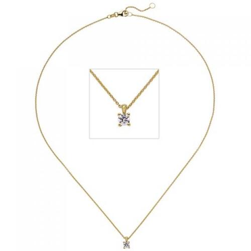 Collier Kette mit Anh�nger 585 Gelbgold 1 Diamant Brillant 0,25 ct. 45 cm
