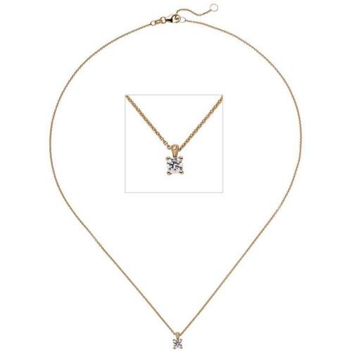 Collier Kette mit Anh�nger 585 Gold Rotgold 1 Diamant Brillant 0,15 ct. 45 cm