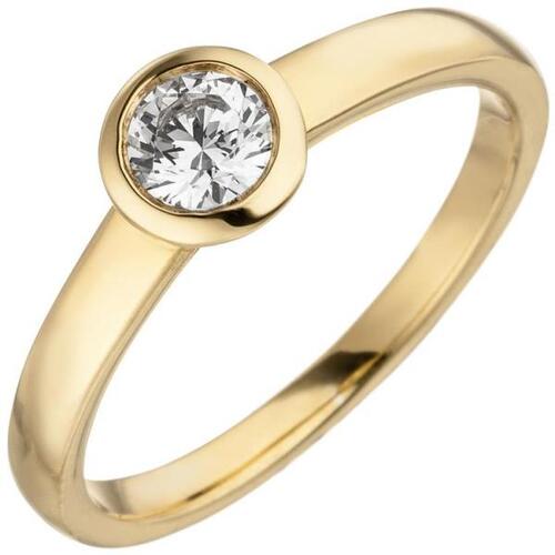 Damen Ring 585 Gelbgold, 1 Diamant Brillant 0,25 ct. Diamantring, Solit�r (Gr��e: 58)