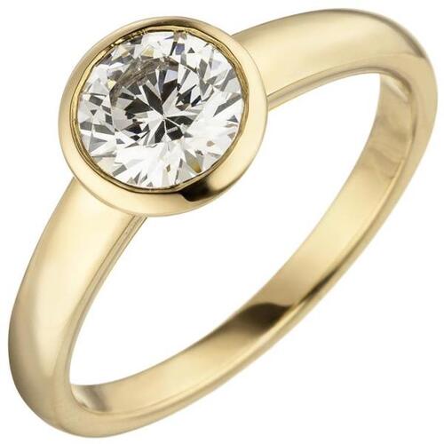 Damen Ring 585 Gelbgold 1 Diamant Brillant 1,0 ct. Diamantring, Solit�r (Gr��e: 58)