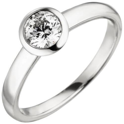 Damen Ring 585 Wei�gold 1 Diamant Brillant 0,50 ct. Solit�r (Gr��e: 56)