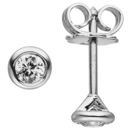 Ohrstecker rund 585 Gold Wei�gold 2 Diamanten Brillanten 0,24 ct. Ohrringe