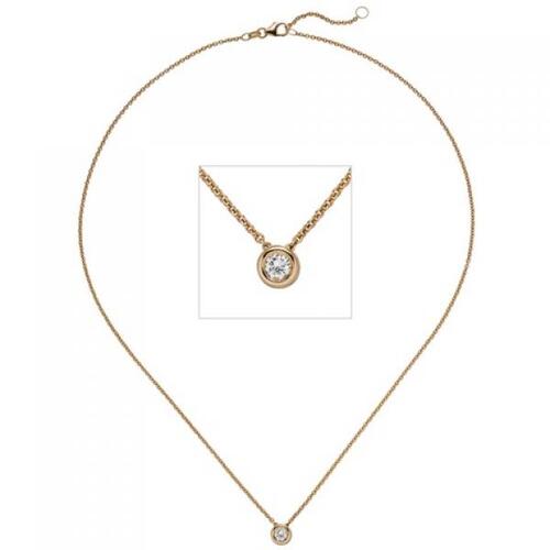 Collier-Kette mit Anh�nger 585 Rotgold 1 Diamant Brillant 0,15 ct. 45 cm