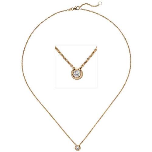 Collier Kette mit Anh�nger 585 Gold Rotgold 1 Diamant Brillant 0,25 ct. 45 cm