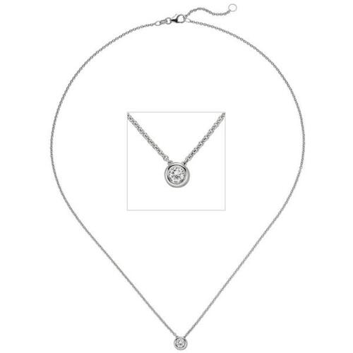 Collier Kette mit Anh�nger 585 Gold Wei�gold 1 Diamant Brillant 0,25 ct. 45 cm