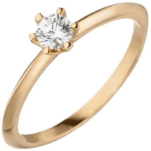 Damen Ring 585 Rotgold 1 Diamant Brillant 0,25 ct. Diamantring, Solit�r (Gr��e: 60)
