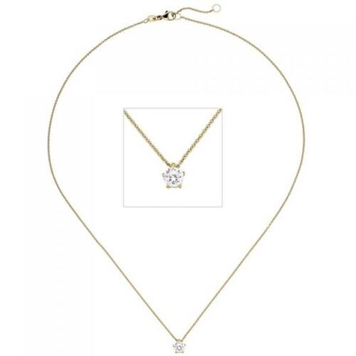 Collier Kette mit Anh�nger 585 Gelbgold 1 Diamant Brillant 0,70 ct. 45 cm