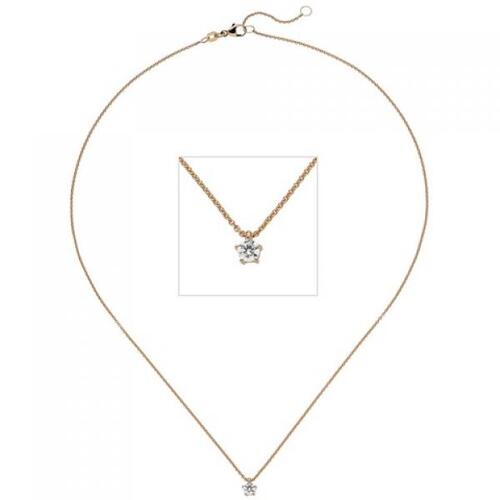 Collier Kette mit Anh�nger 585 Rotgold 1 Diamant Brillant 0,25 ct., 45 cm