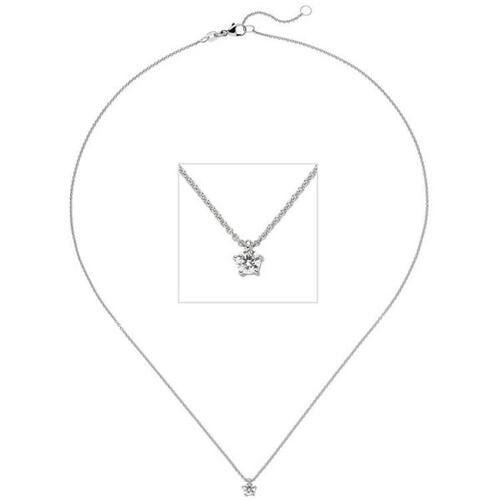 Collier Kette mit Anh�nger 585 Wei�gold 1 Diamant Brillant 0,15 ct. 45 cm