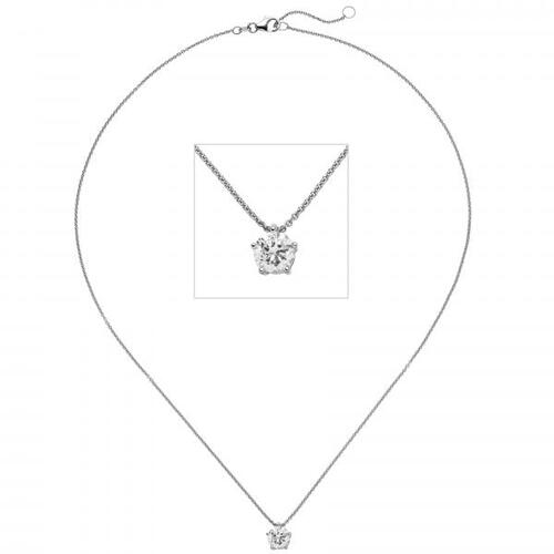 Collier Kette mit Anh�nger 585 Gold Wei�gold 1 Diamant Brillant 1,0 ct. 45 cm