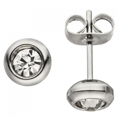 Ohrstecker Edelstahl 2 Zirkonia Ohrringe Edelstahlcreolen