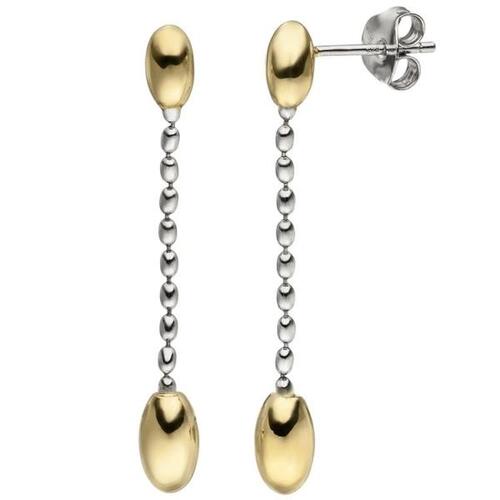 Ohrh�nger 925 Silber bicolor vergoldet Ohrringe Ohrstecker