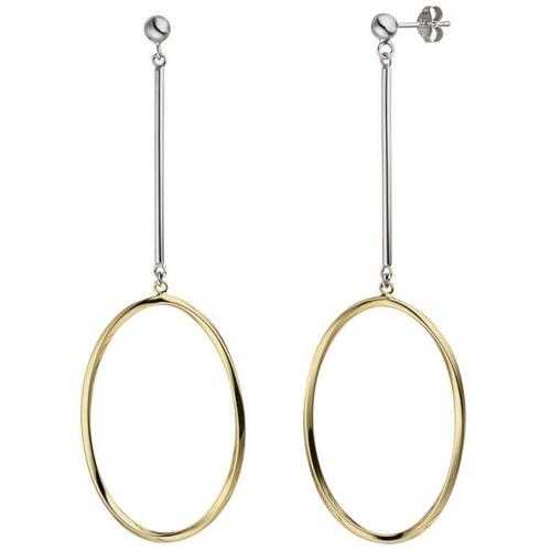 Ohrh�nger 925 Silber bicolor teilvergoldet Ohrringe Ohrstecker