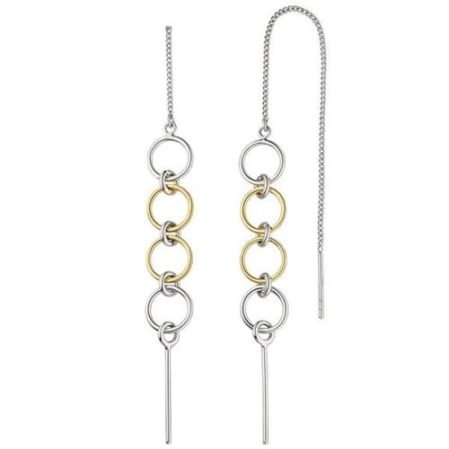 Durchzieh-Ohrh�nger 925 Sterling Silber bicolor Ohrringe zum Durchziehen