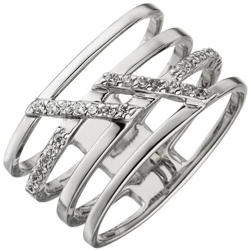 Damen Ring 4-reihig breit 925 Sterling Silber 28 Zirkonia (Gr��e: 62)