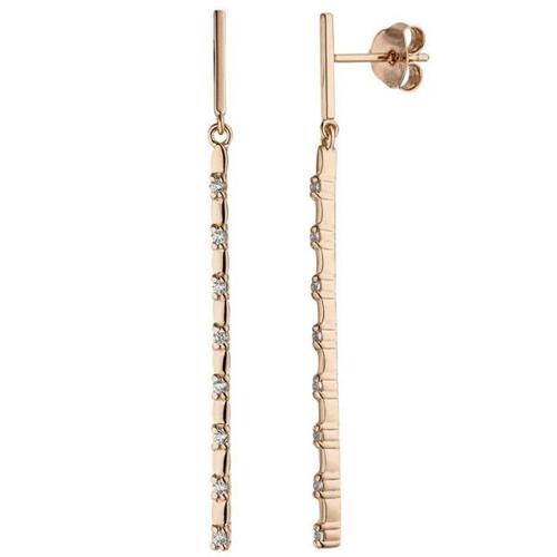 Ohrh�nger 925 Sterling Silber rotgold vergoldet 16 Zirkonia Ohrringe Ohrstecker