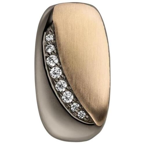 Anh�nger 925 Silber schwarz bicolor vergoldet 8 Zirkonia