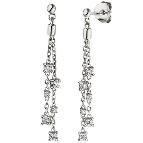 Ohrh�nger 925 Sterling Silber 12 Zirkonia Ohrringe Ohrstecker Silberohrringe