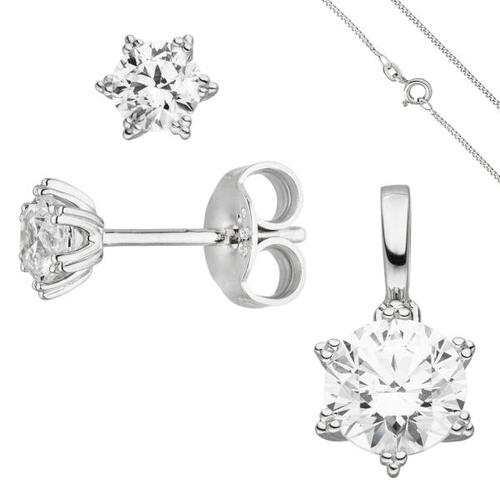 Schmuck-Set Stern 333 Gold Wei�gold mit Zirkonia und Kette 42 cm