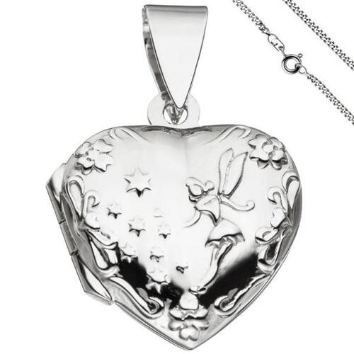 Medaillon Herz Anh�nger zum �ffnen f�r 2 Fotos 925 Silber mit Kette 50 cm