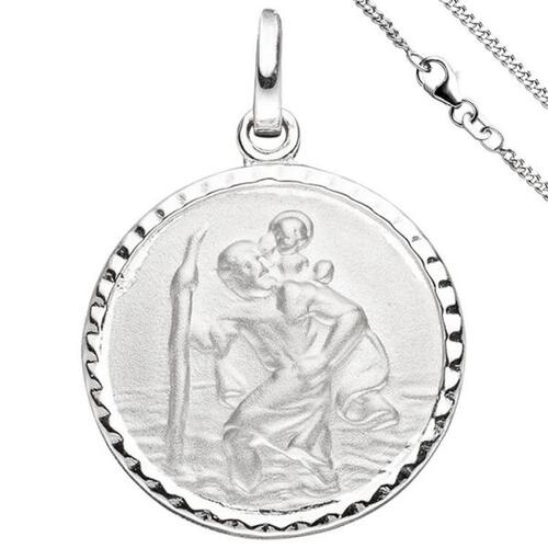 Anh�nger Schutzpatron Christopherus 925 Sterling Silber mit Kette 42 cm