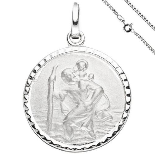 Anh�nger Schutzpatron Christopherus 925 Sterling Silber mit Kette 50 cm