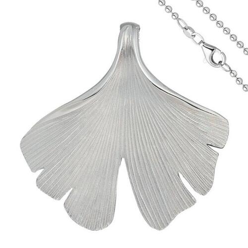 Anh�nger Ginko Ginkgo 925 Sterling Silber matt mit Kette 50 cm