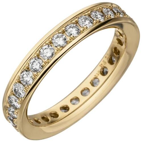 Damen Memory-Ring 585 Gelbgold mit Diamanten Brillanten rundum (Gr��e: 60)