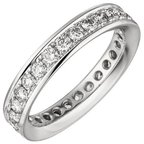 Damen Memory-Ring 585 Wei�gold mit Diamanten rundum (Gr��e: 56)