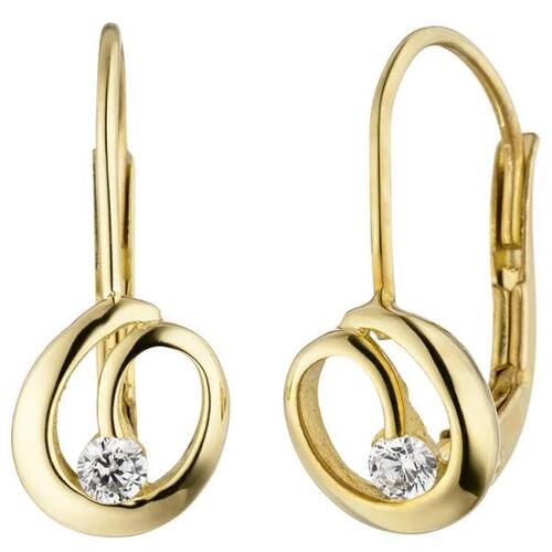 Ohrh�nger aus 333 Gelbgold 2 Zirkonia Ohrringe Boutons