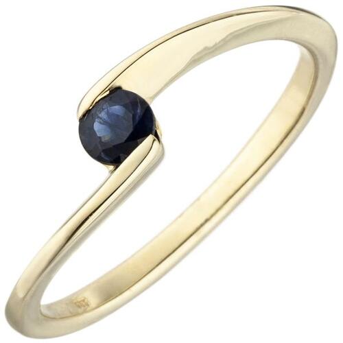 Damen Ring 333 Gelbgold 1 blauer Safir Goldring (Gr��e: 60)