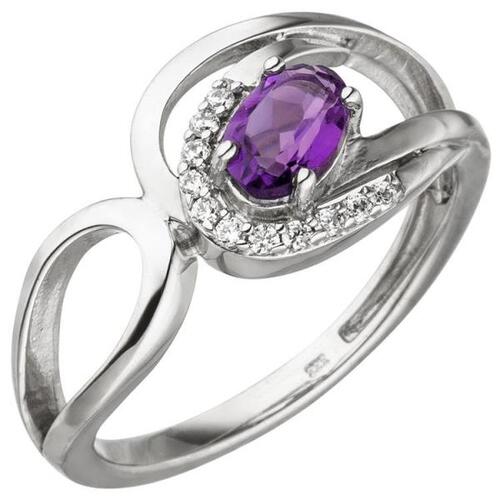 Damen Ring 333 Gold Weigold 11 Zirkonia 1 Amethyst lila violett (Gre: 50)