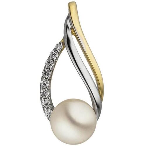 Anh�nger 333 Gold Gelbgold bicolor 1 S��wasser Perle 8 Zirkonia