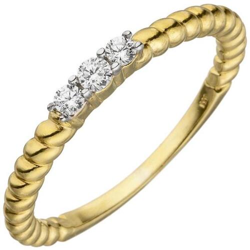 Damen Ring aus 333 Gelbgold mit 3 Zirkonia Goldring (Gr��e: 52)