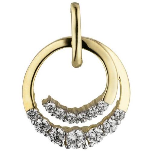 Anh�nger rund 333 Gold Gelbgold bicolor 13 Zirkonia GoldAnh�nger