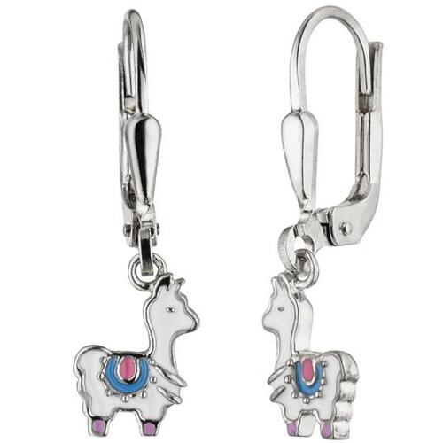 Kinder Ohrh�nger Lama wei� 925 Sterling Silber Ohrringe Kinderohrringe