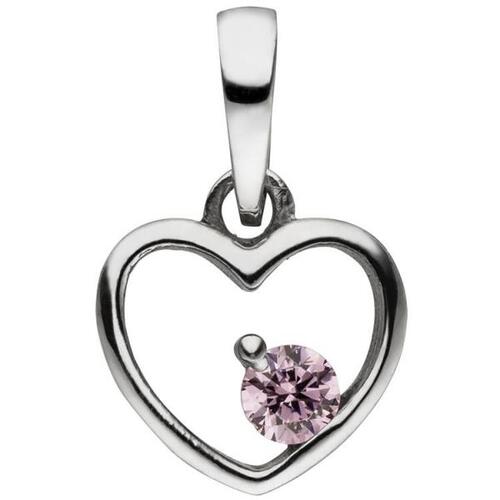 Kinder Anh�nger Herz 925 Sterling Silber 1 Zirkonia rosa Herzanh�nger