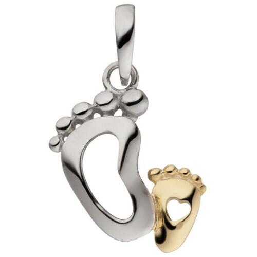 Anh�nger F��e Babyfu� 925 Sterling Silber bicolor vergoldet