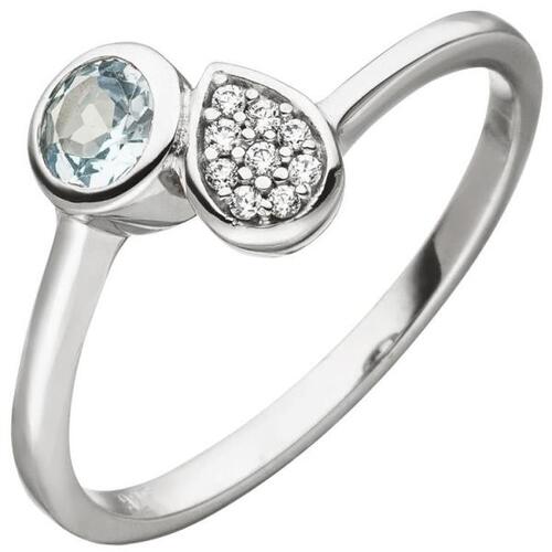 Damen Ring 925 Silber 1 Blautopas hellblau blau 9 Zirkonia (Gr��e: 60)